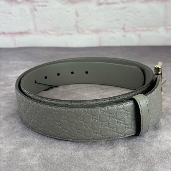 Gucci Microguccissima Embossed Gray Leather Belt 281548 100/40 - Picture 5 of 12